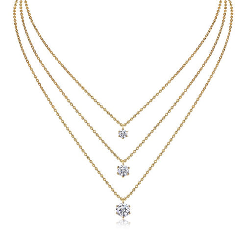 2-carat Luxury Fashion Minimalist Trend Jewelry Silver Pendant Necklace With Top-quality Moissanite, S925 Silver Electroplated With Gold